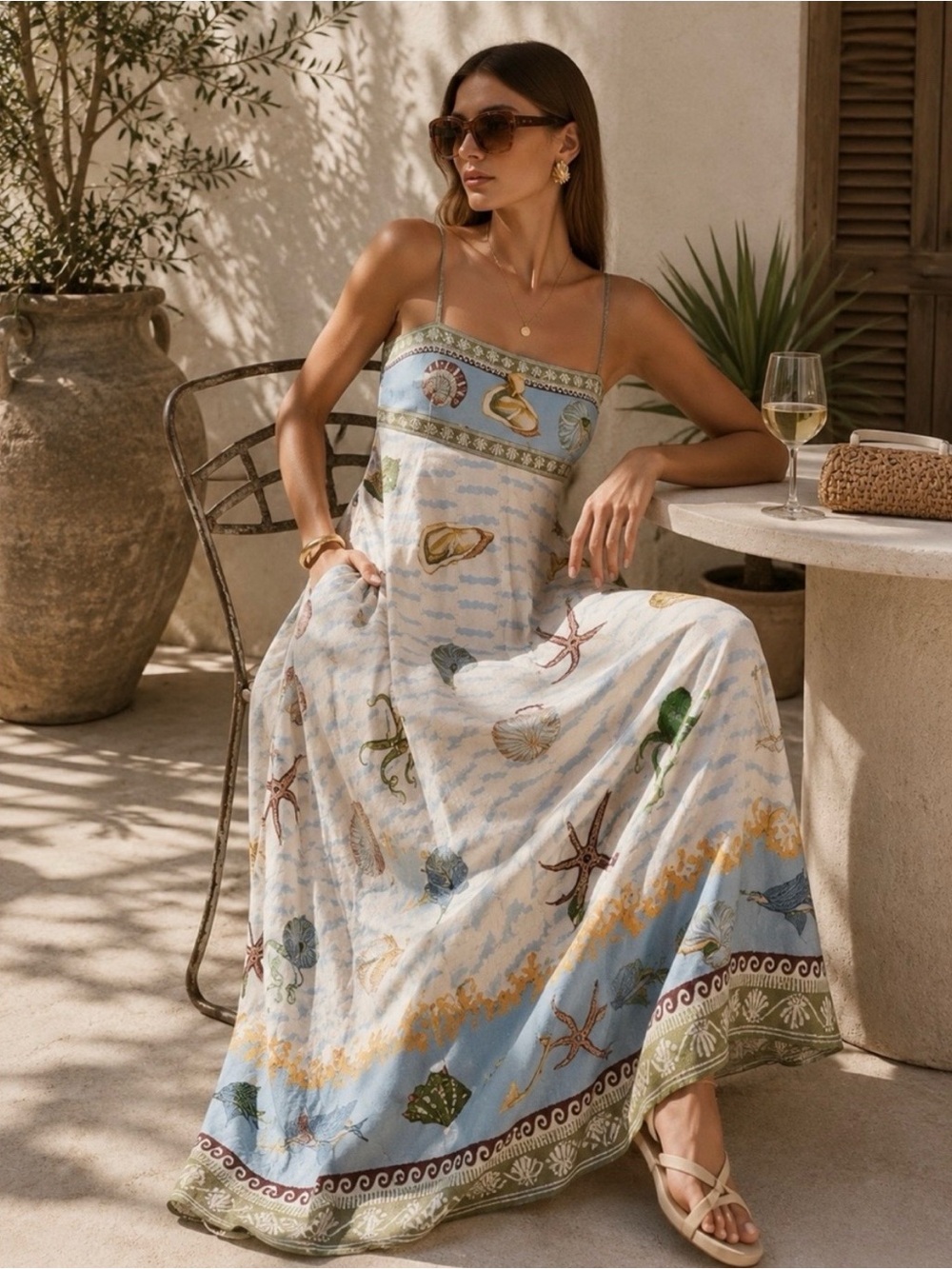 Viral 🐚 Caroline Constas Sea Print Maxi Dress - Picture 10 of 10